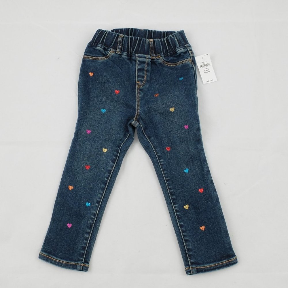 Gap 2 Toddler Denim Sparkle Heart Jeggings